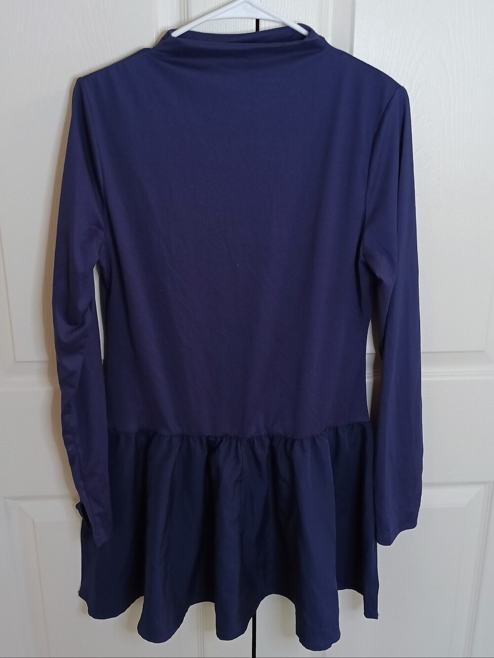 SHEIN Navy Long Sleeve Peplum Hem Dress